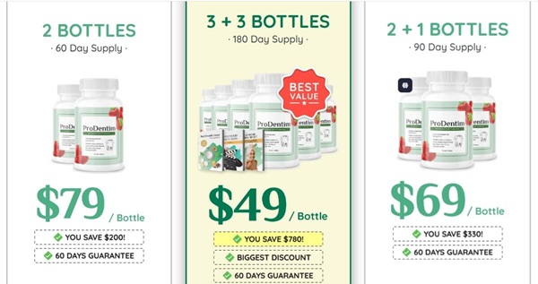 Prodentim Review: Attachment details showing pricing and packages for Prodentim, including 1, 3, and 6 bottle options with discounts