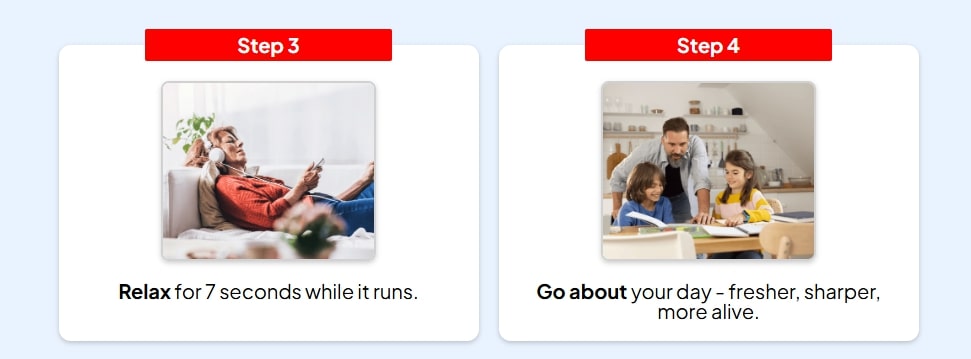 A person relaxing on a sofa and using a laptop after drinking Neuro Energizer