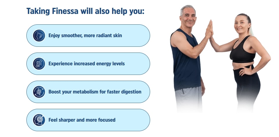 List of core benefits achieved from using Probiotics for Gut Health, including a flatter stomach, reduced gas, and improved mood.