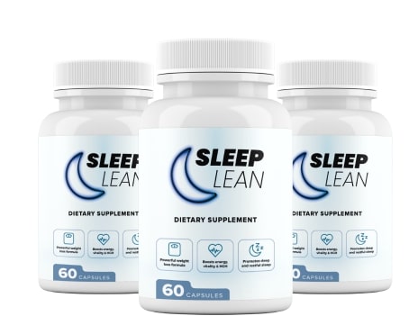 Sleep Lean supplement bottles — lose weight while sleeping support dietary supplement
