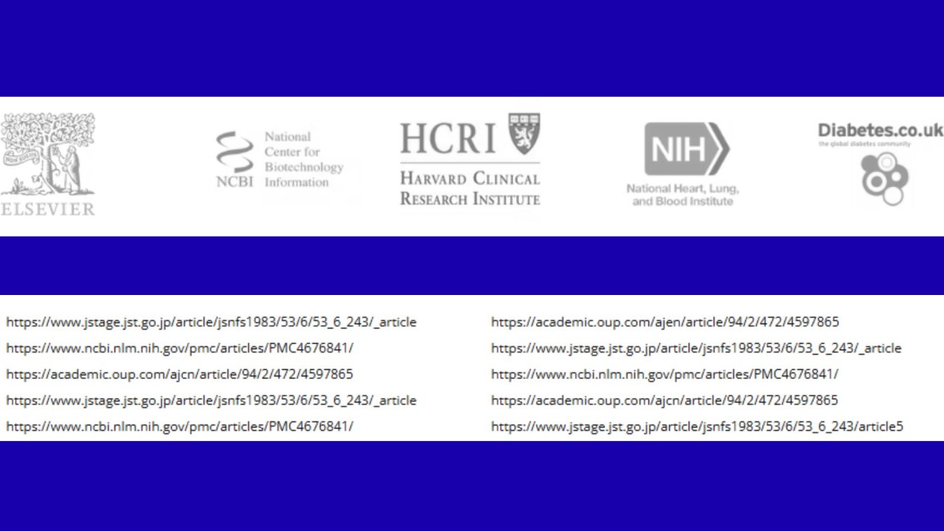 Scientific research references and medical authority sources on how to lower blood sugar naturally, including NCBI, NIH, and Harvard studies.