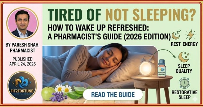 Pharmacist Paresh Shah presenting a professional review of yu sleep supplement, explaining how it helps improve sleep quality and restorative sleep on fit2fortune.com