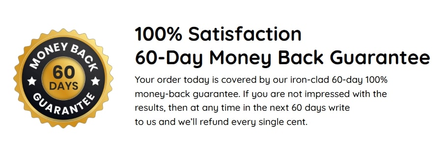 Prostadine 60-Day Money Back Guarantee badge, ensuring customers can try the prostate supplement completely risk-free for two months.