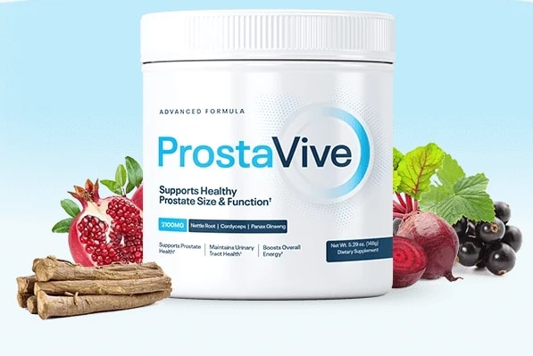 ProstaVive bottle, the top-rated natural supplements for prostate health and strong urine flow.