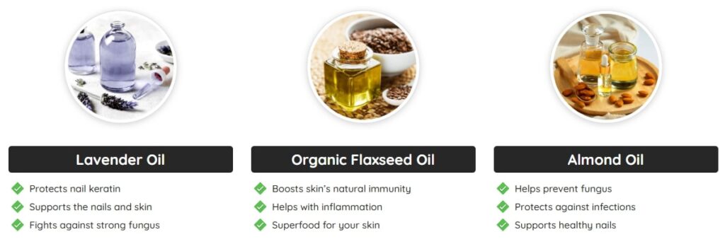 Kerassentials Review image detailing the Kerassentials ingredients list which uses a natural formula for healthy nails.