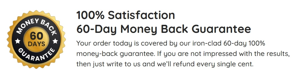 Kerassentials Review graphic detailing the 60-day money-back guarantee, ensuring a risk-free purchase for healthy nails.