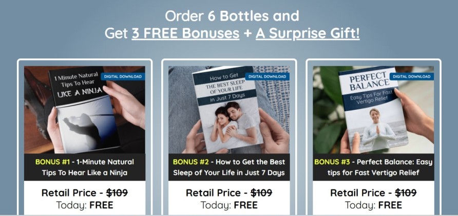 Quietum Plus bonuses for people dealing with buzzing in ear – includes 3 free bonus eBooks