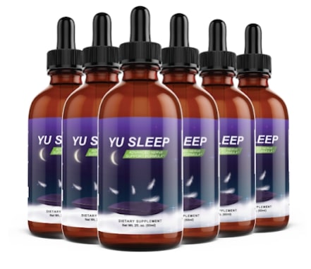 Yu Sleep Supplement bottles displayed together, showcasing the natural liquid sleep support formula.