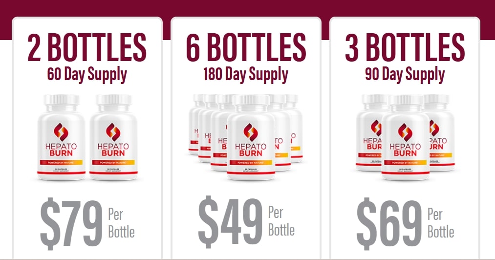 Hepatoburn dietary supplement for liver function pricing packages starting at 49 dollars for 6 bottles