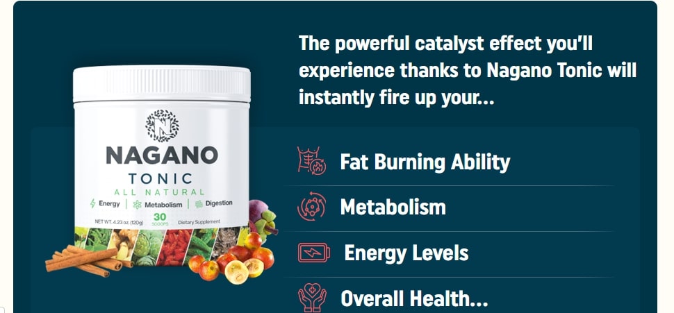 A bottle of Nagano Lean Body Tonic displayed with fresh ingredients for a comprehensive Nagano Tonic review.