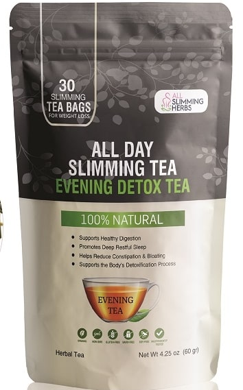 All day slimming tea review of the Evening Detox Tea bag which supports healthy digestion and detoxification before sleep
