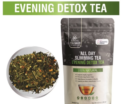 All Day Slimming Tea Review - Evening Detox Tea Pack and Loose Herbs
