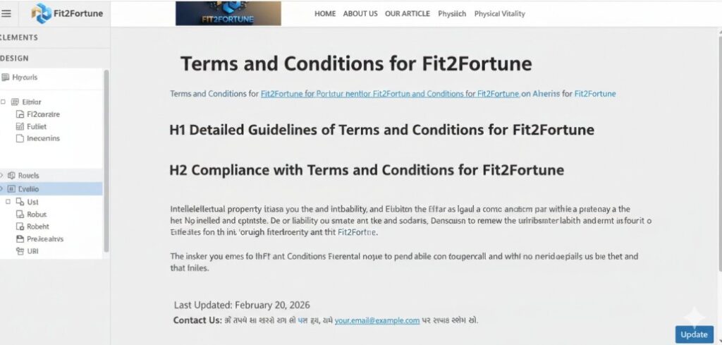 Terms and Conditions for Fit2Fortune website legal page preview