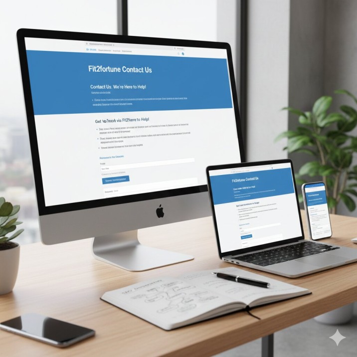 Fit2fortune Contact Us page displayed on multiple devices for expert life insights support