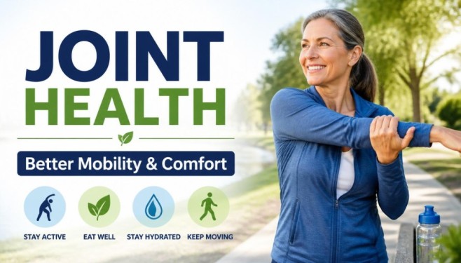 Joint Health feature image showing healthy daily habits like stretching, walking, and active living that may support better mobility, flexibility, and overall joint comfort.