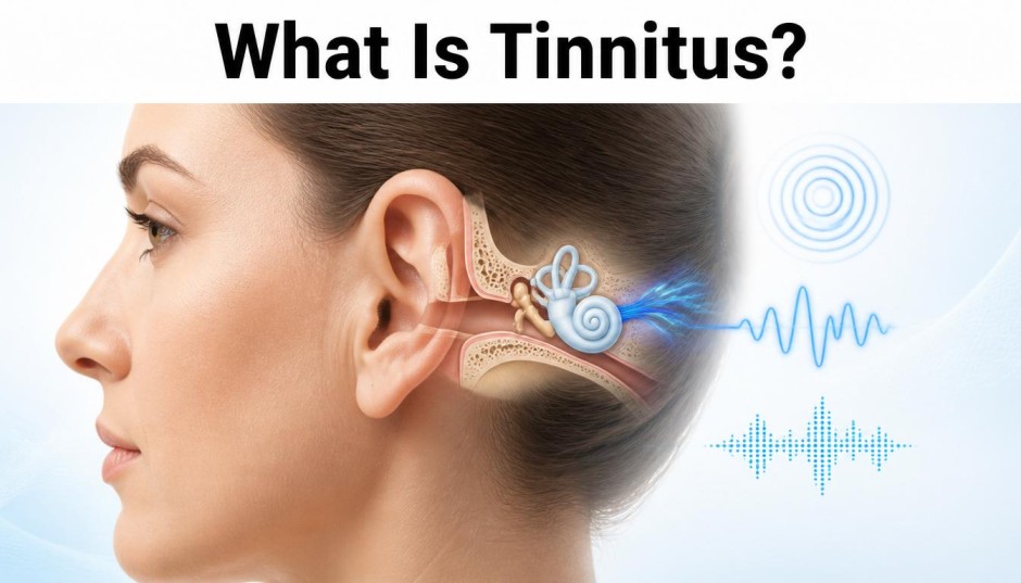 Tinnitus Causes illustration explaining ringing in the ears and how tinnitus affects hearing perception