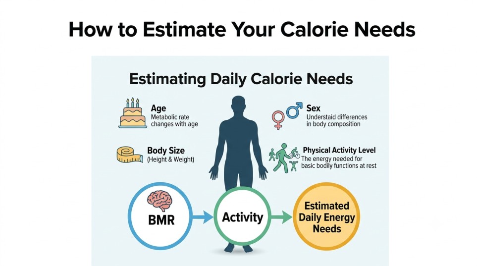 Calorie deficit and daily calorie needs explained through BMR, activity level, and energy expenditure