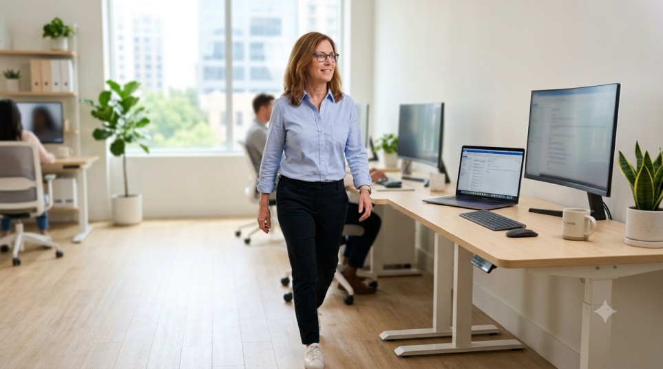 Workday movement break to help manage desk job joint pain