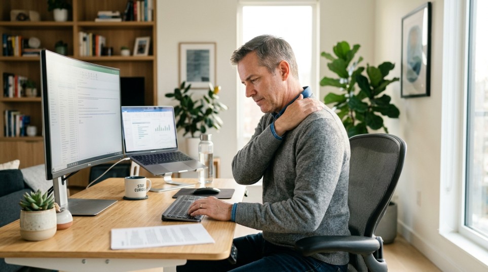 Desk job joint pain from prolonged sitting at a computer desk